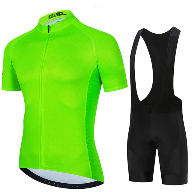 Cycling Bib Shorts - Флуоресцентные зеленые однотонные мужские костюмы 2024